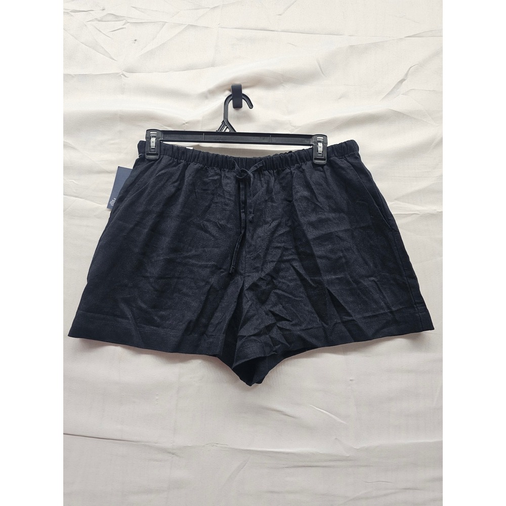 Gap Womens Pull On Shorts Black Linen Blend Relaxed‎ Size Large
